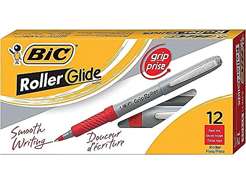 BIC Gre11rd Rollerball Pen, Fine Point, 0.7Mm, Red Ink