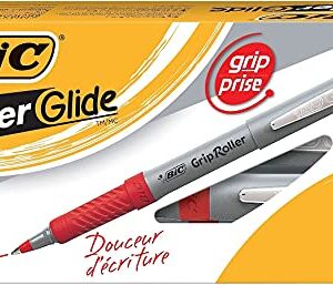 BIC Gre11rd Rollerball Pen, Fine Point, 0.7Mm, Red Ink