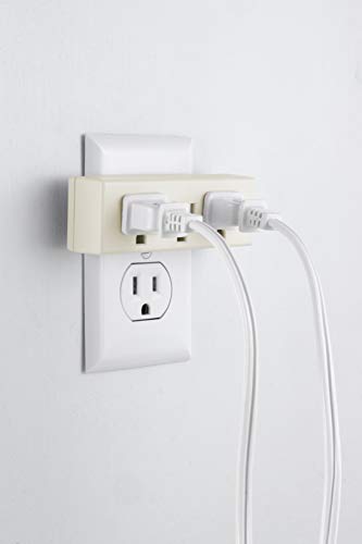 GE 3-Outlet Extender Wall Tap, Grounded Adapter Plug, Indoor Rated, 3-Prong, Perfect for Travel, UL Listed, Light Almond, 54195