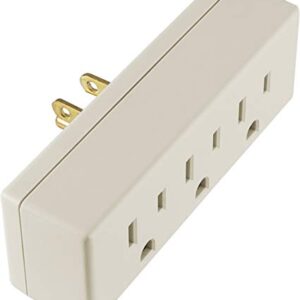GE 3-Outlet Extender Wall Tap, Grounded Adapter Plug, Indoor Rated, 3-Prong, Perfect for Travel, UL Listed, Light Almond, 54195