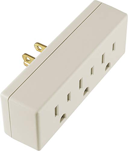 GE 3-Outlet Extender Wall Tap, Grounded Adapter Plug, Indoor Rated, 3-Prong, Perfect for Travel, UL Listed, Light Almond, 54195