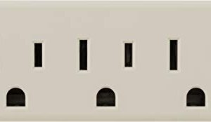 GE 3-Outlet Extender Wall Tap, Grounded Adapter Plug, Indoor Rated, 3-Prong, Perfect for Travel, UL Listed, Light Almond, 54195