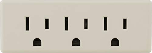 GE 3-Outlet Extender Wall Tap, Grounded Adapter Plug, Indoor Rated, 3-Prong, Perfect for Travel, UL Listed, Light Almond, 54195