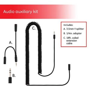 GE Universal Audio Extension Kit, 3.5mm Plugs and Coiled Extension Cable, 18 Feet, for use with Headphones, Stereos, Smartphones, Tablets and Sounds Systems, 33612