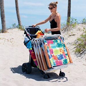 Rio Brands Wonder Wheeler Deluxe Beach Utility Foldable Cart with Removable Storage Tote, Navy