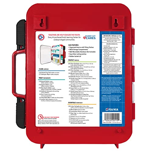 First Aid Kit Hard Red Case 326 Pieces Exceeds OSHA and ANSI Guidelines 100 People - Office, Home, Car, School, Emergency, Survival, Camping, Hunting and Sports