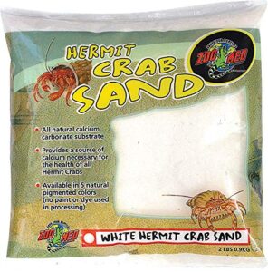 (2 pack) zoo med hermit crab calcium sand substrate, 2 pounds - white