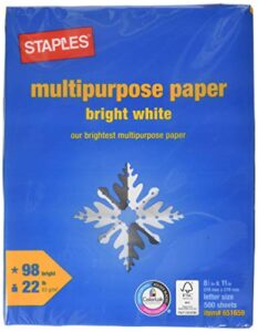 staples multipurpose paper, 8 1/2" x 11", bright white, ream