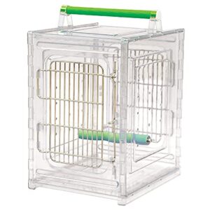 caitecperch & go polycarbonate bird carrier, clear view travel cage