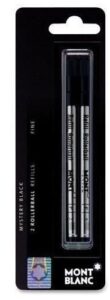 mont blanc fine point black rollerball refills (2 pack) for use with montblanc classique and starwalker rollerball pens