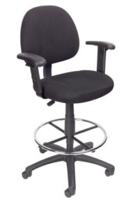 boss office products ergonomic works drafting chair with adjustable arms in black, 250