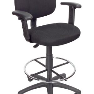 Boss Office Products Ergonomic Works Drafting Chair with Adjustable Arms in Black, 250