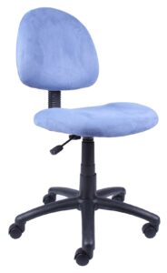 boss office products perfect posture delux microfiber task chair without arms in blue, 250 lb.
