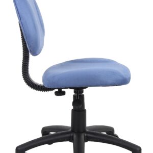 Boss Office Products Perfect Posture Delux Microfiber Task Chair without Arms in Blue, 250 lb.