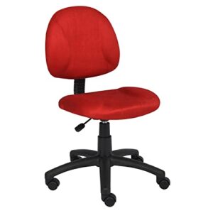 boss office products perfect posture delux microfiber task chair without arms in red