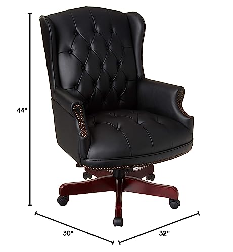 Boss Office Products Wingback Traditional Chair , Leather, in Black