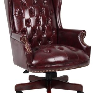 Boss Office Products Wingback Traditional Chair Vinyl in Burgundy