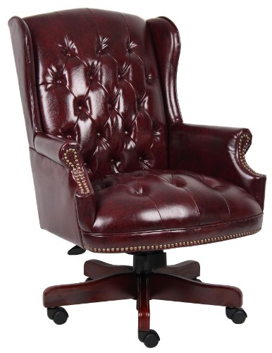 Boss Office Products Wingback Traditional Chair Vinyl in Burgundy