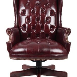 Boss Office Products Wingback Traditional Chair Vinyl in Burgundy