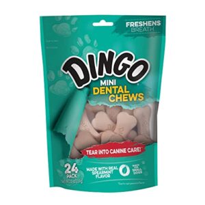 dingo denta treats teeth whitening mini chews, 24 pack, flavourless, 7.6 oz