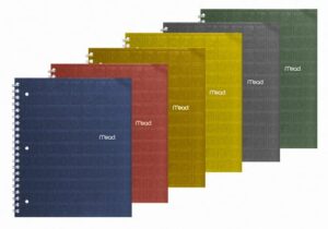 mead notebook, 1 subject, college ruled paper, 80 sheets, 11" x 8-1/2", recycled, color selected for you (06594)