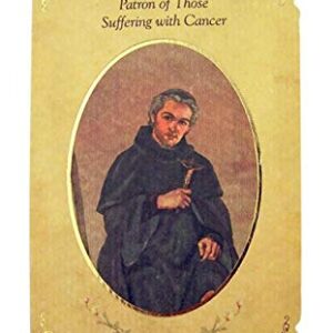 Silver Tone Saint Peregrine Patron of Those Suffering with Cancer Medal and Holy Card, 1 Inch