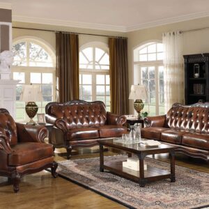 Coaster Home Furnishings Victoria Classic Rolled Arm Sofa Tri-tone Warm Brown, 36.5"L x 87"W x 36.25"H (500681)