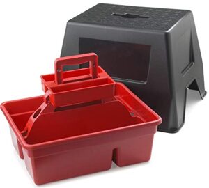 little giant stable storage box and stool duratote stool and tote box with carrying handle (red) (item no. dtssred)