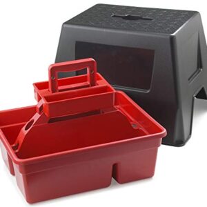 LITTLE GIANT Stable Storage Box and Stool DuraTote Stool and Tote Box with Carrying Handle (Red) (Item No. DTSSRED)