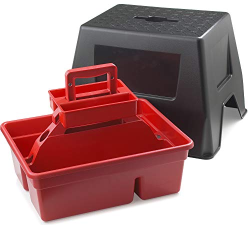 LITTLE GIANT Stable Storage Box and Stool DuraTote Stool and Tote Box with Carrying Handle (Red) (Item No. DTSSRED)