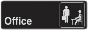 hillman 841754 black and white plastic self-adhesive office sign (3" x 9")