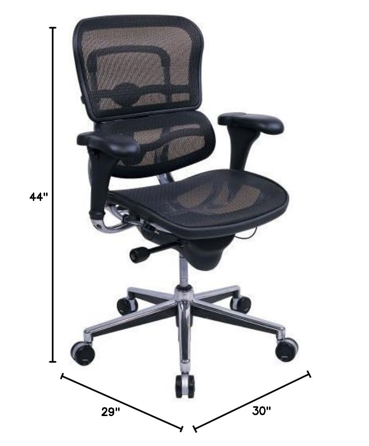 Eurotech Seating Ergohuman Mid Back Mesh Swivel Chair, Black