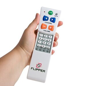 Flipper Big Button Universal TV Remote - Seniors, Elderly - Simple, Works TV & Cable - Favorite Channels - Learning - Supports IR Devices