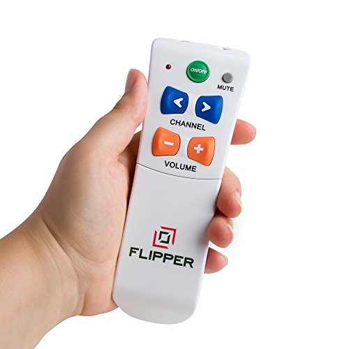 Flipper Big Button Universal TV Remote - Seniors, Elderly - Simple, Works TV & Cable - Favorite Channels - Learning - Supports IR Devices