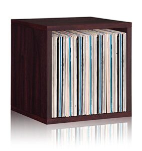 way basics vintage storage blox cube organizer shelf (fits 65-70 vinyl records), espresso