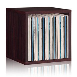 Way Basics Vintage Storage Blox Cube Organizer Shelf (Fits 65-70 Vinyl Records), Espresso