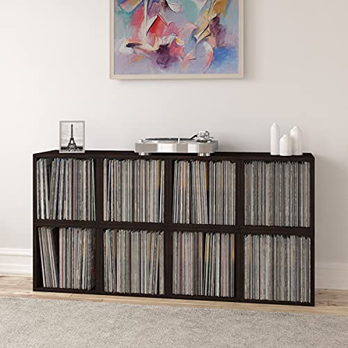 Way Basics Vintage Storage Blox Cube Organizer Shelf (Fits 65-70 Vinyl Records), Espresso