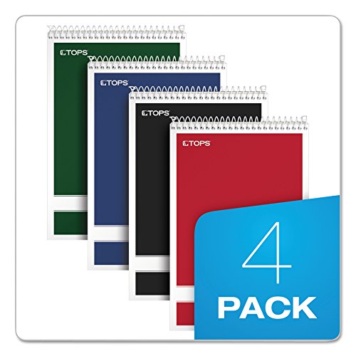 TOPS Steno Books, 6" x 9", Gregg Rule, Green Tint Paper, Assorted Color Covers, 80 Sheets, 4 Pack (80221)