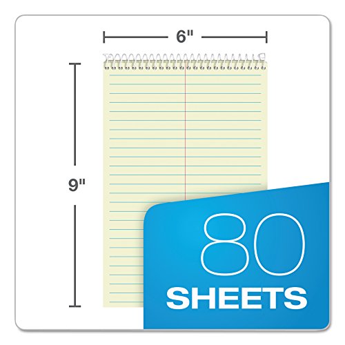 TOPS Steno Books, 6" x 9", Gregg Rule, Green Tint Paper, Assorted Color Covers, 80 Sheets, 4 Pack (80221)