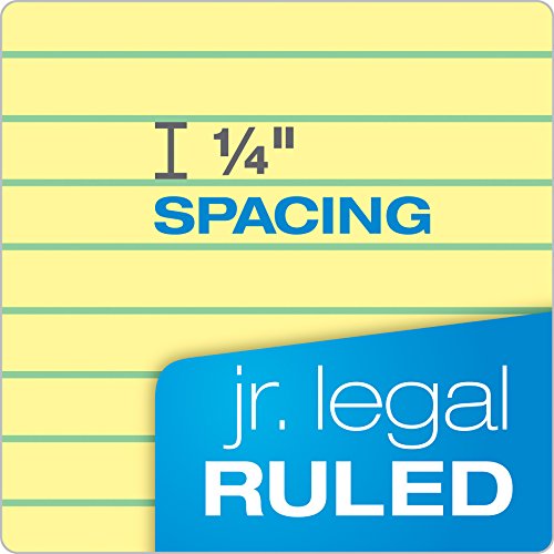 TOPS The Legal Pad Writing Pads, 5" x 8", Jr. Legal Rule, Canary Paper, 50 Sheets, 5 Pack (75017)