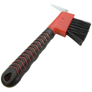 intrepid international rubber hoof pick with brush, red