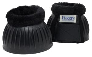 perri's double velcro fleece bell boots, black, large