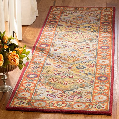 SAFAVIEH Heritage Collection 4'6" x 6'6" Oval Multi / Red HG510B Handmade Traditional Oriental Premium Wool Area Rug