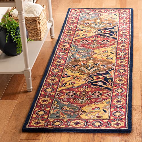 SAFAVIEH Heritage Collection 4'6" x 6'6" Oval Multi / Red HG510B Handmade Traditional Oriental Premium Wool Area Rug