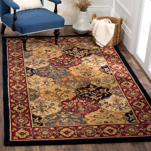 SAFAVIEH Heritage Collection 4'6" x 6'6" Oval Multi / Red HG510B Handmade Traditional Oriental Premium Wool Area Rug