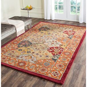 SAFAVIEH Heritage Collection 4'6" x 6'6" Oval Multi / Red HG510B Handmade Traditional Oriental Premium Wool Area Rug