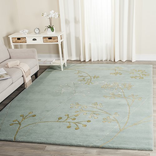 SAFAVIEH Soho Collection 8' Square Light Blue SOH305A Handmade Premium Wool Area Rug