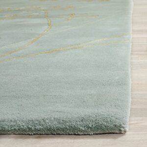 SAFAVIEH Soho Collection 8' Square Light Blue SOH305A Handmade Premium Wool Area Rug