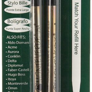 Monteverde Ballpoint Refill to Fit Parker Ballpoint Pens, Super Broad Point, Soft Roll, Black, 2 per Pack (P152BK)