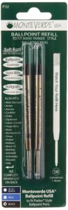 monteverde ballpoint refill to fit parker ballpoint pens, super broad point, soft roll, black, 2 per pack (p152bk)
